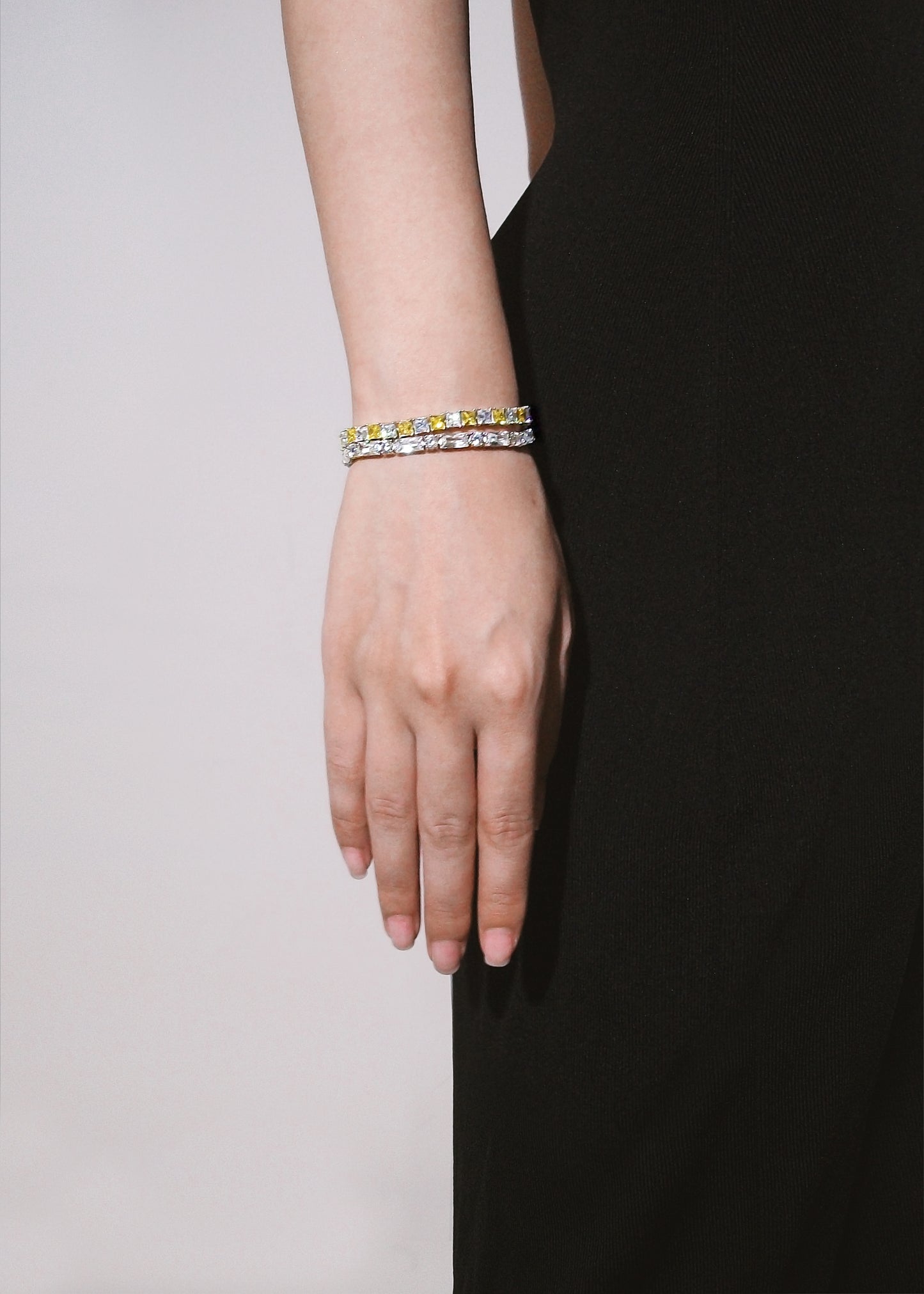 PRINCESS CUT WHITE & YELLOW TENNIS BRACELET