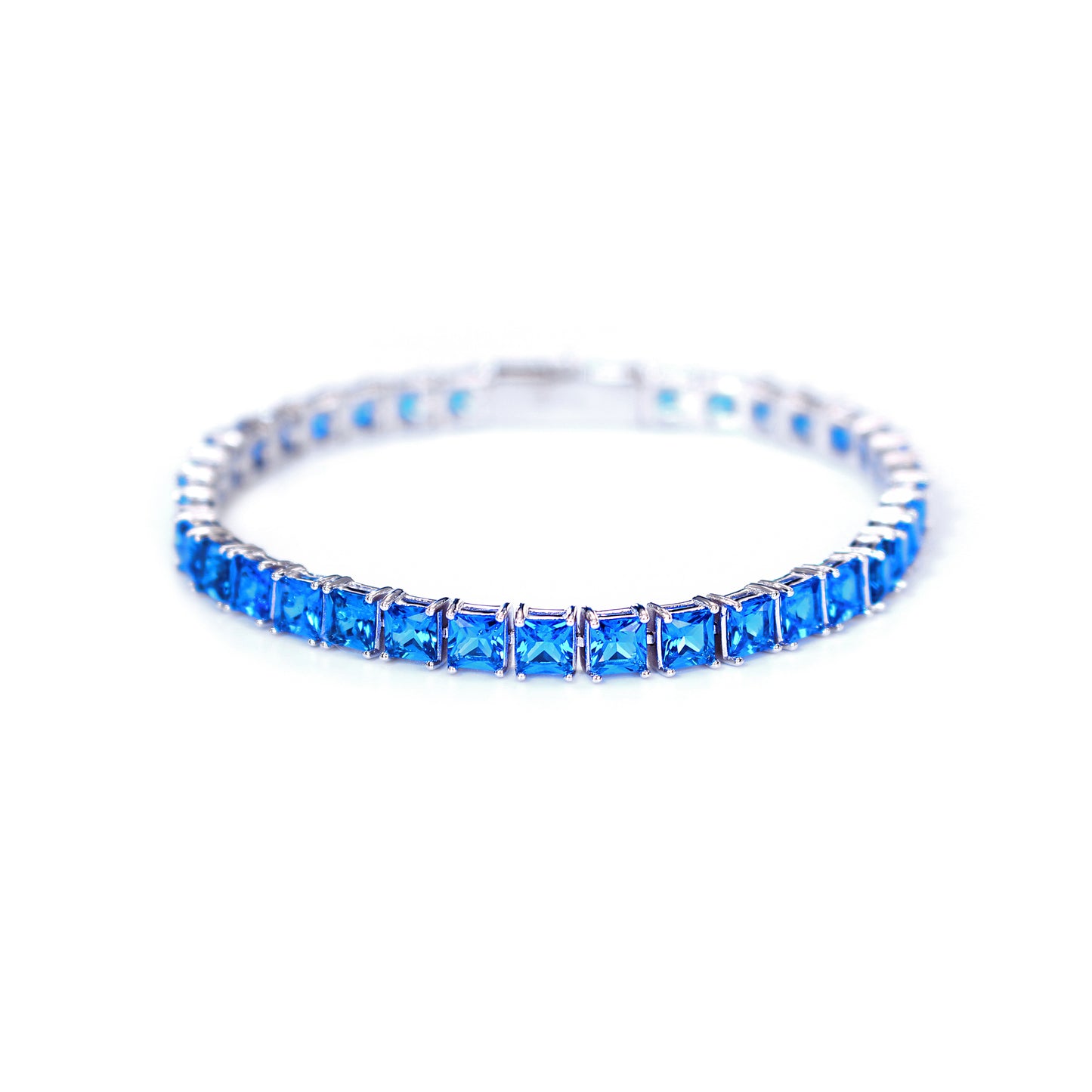 PRINCESS CUT SEA BLUE TENNIS BRACELET