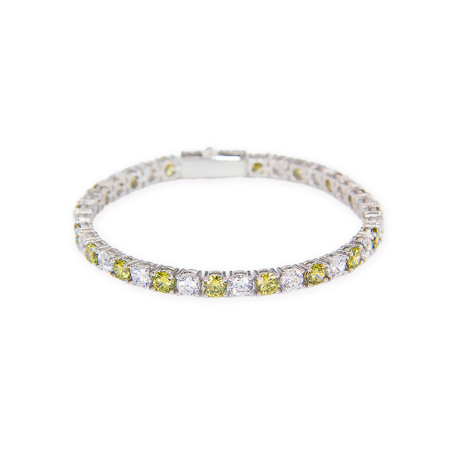 CLASSIC WHITE & OLIVE TENNIS BRACELET