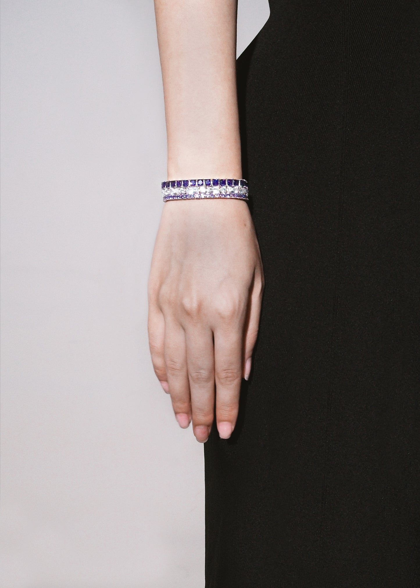 PRINCESS CUT WHITE & INDIGO PURPLE TENNIS BRACELET