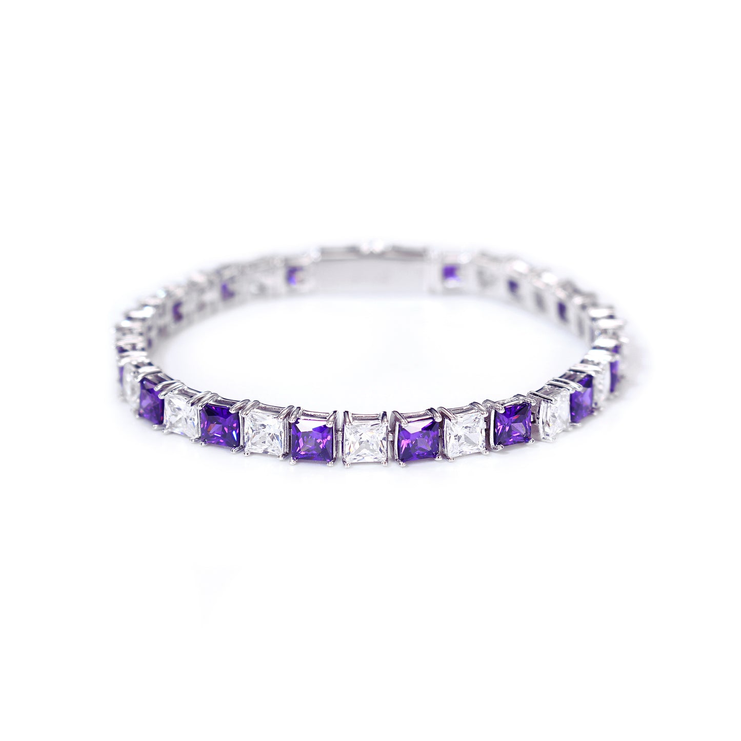 PRINCESS CUT WHITE & INDIGO PURPLE TENNIS BRACELET