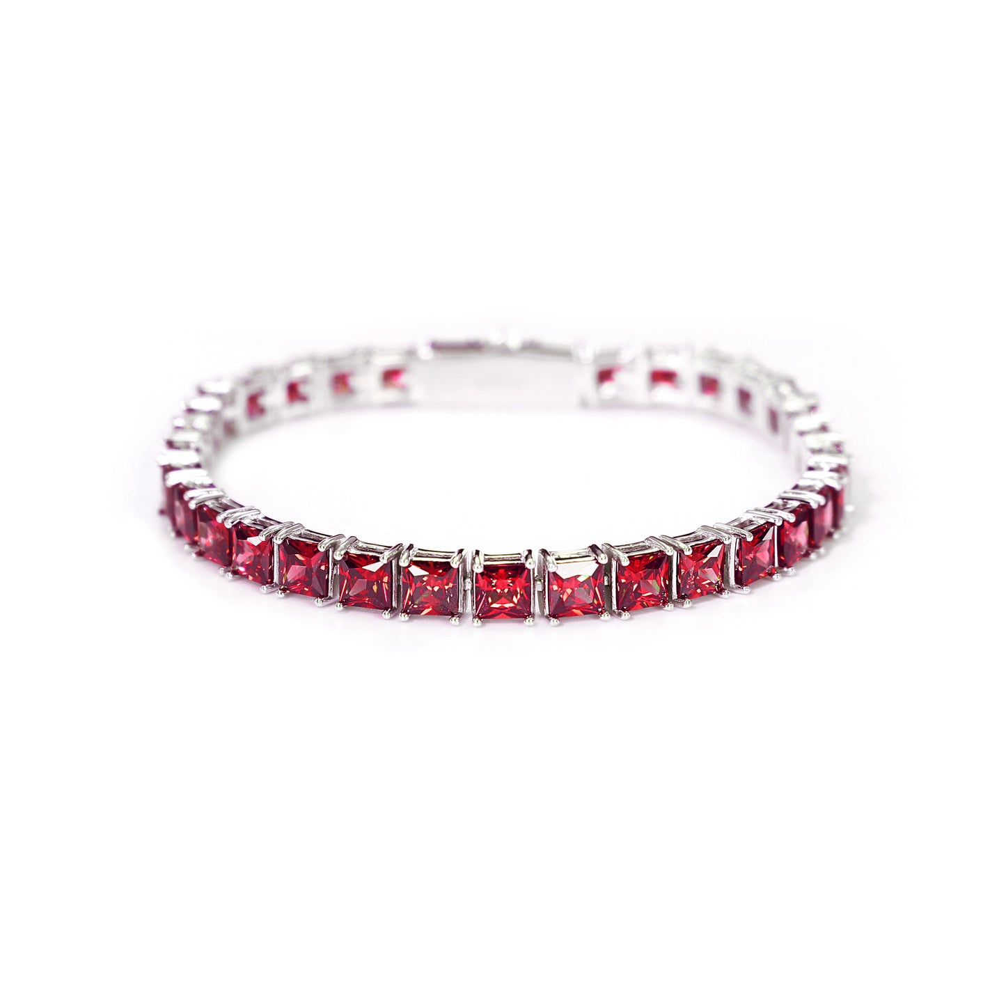 PRINCESS CUT RED TENNIS BRACELET