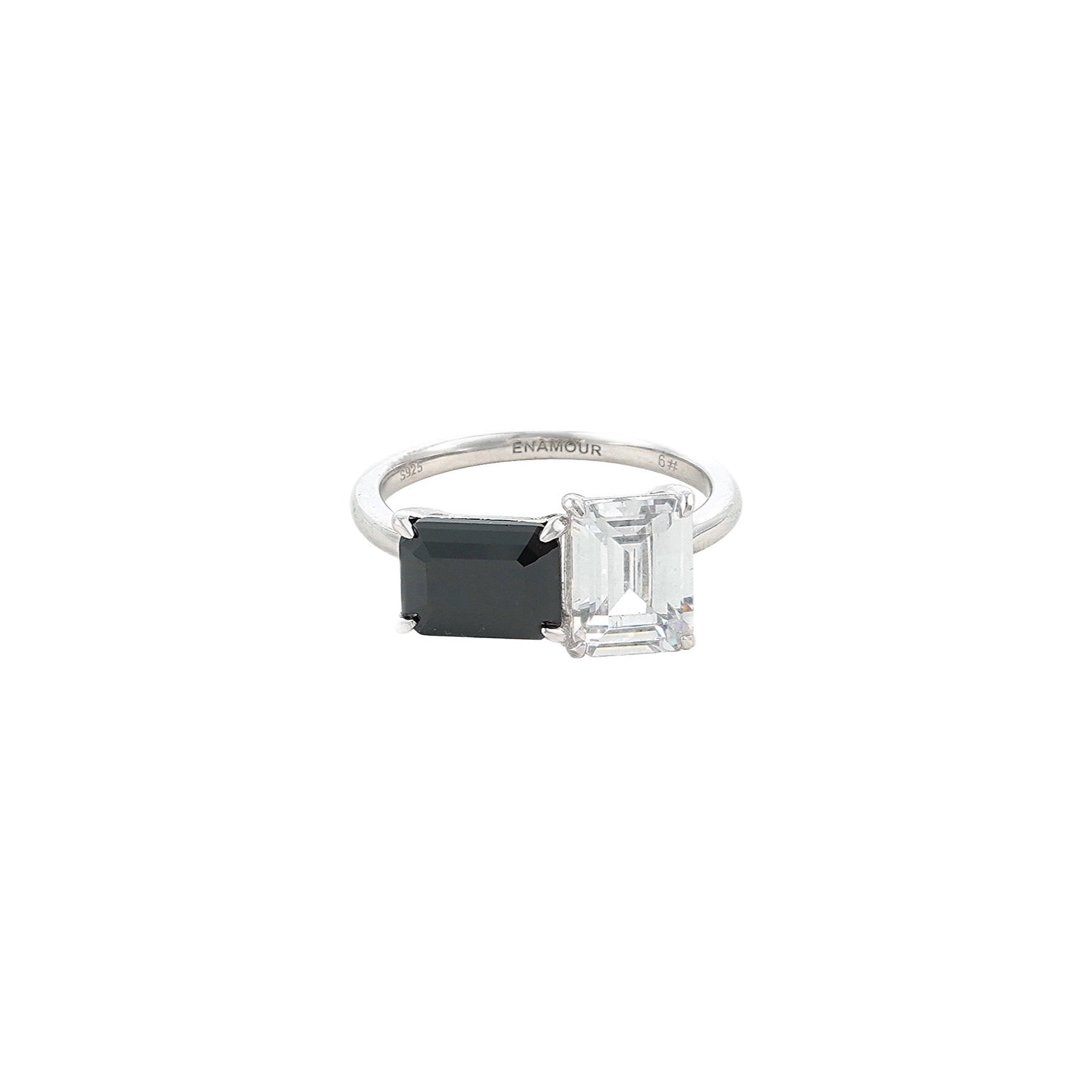 Color Field Emerald Cut Toi et Moi Stacking Ring Set