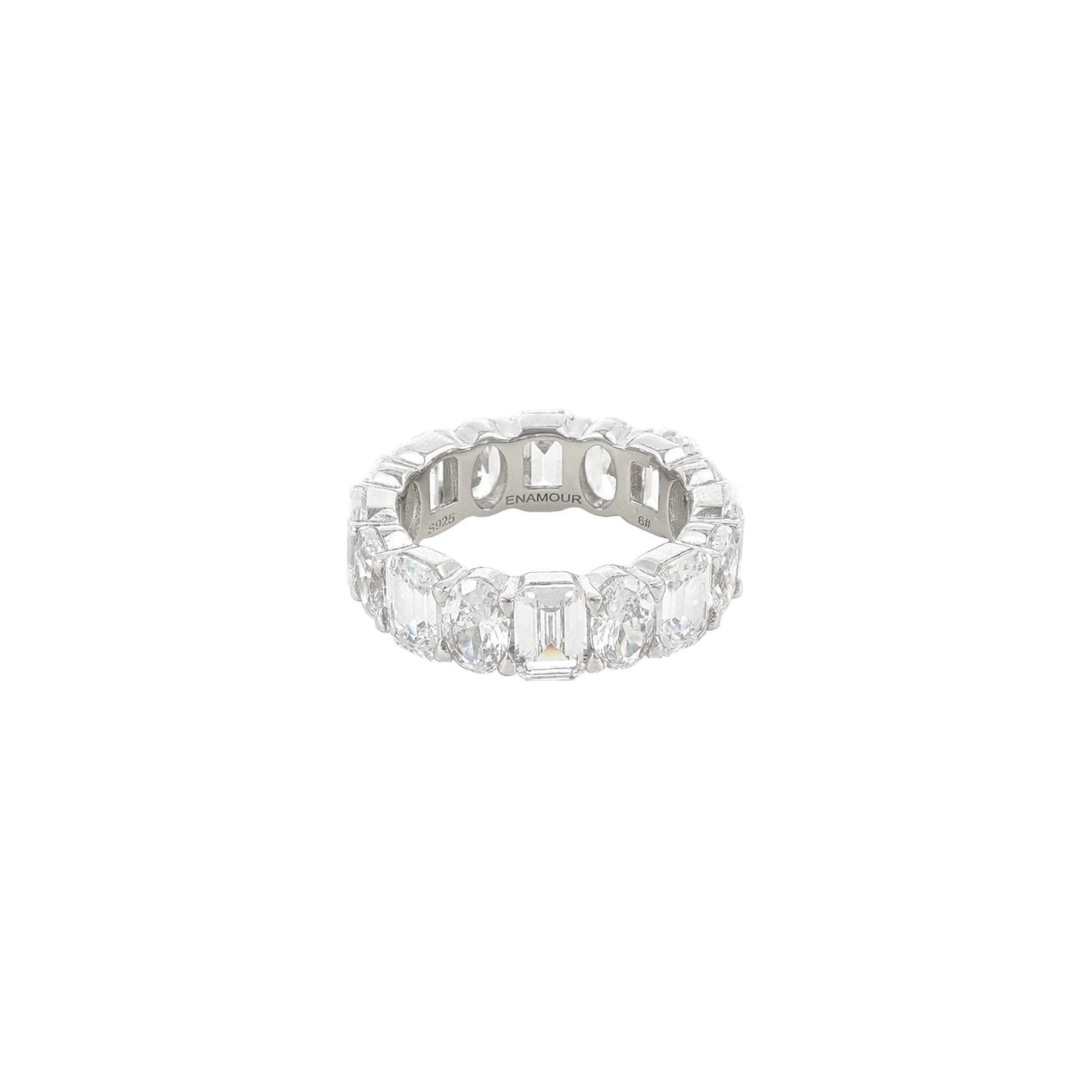 Oval + Emerald Cut Tennis Ring(Prong Full Eternity Ring)