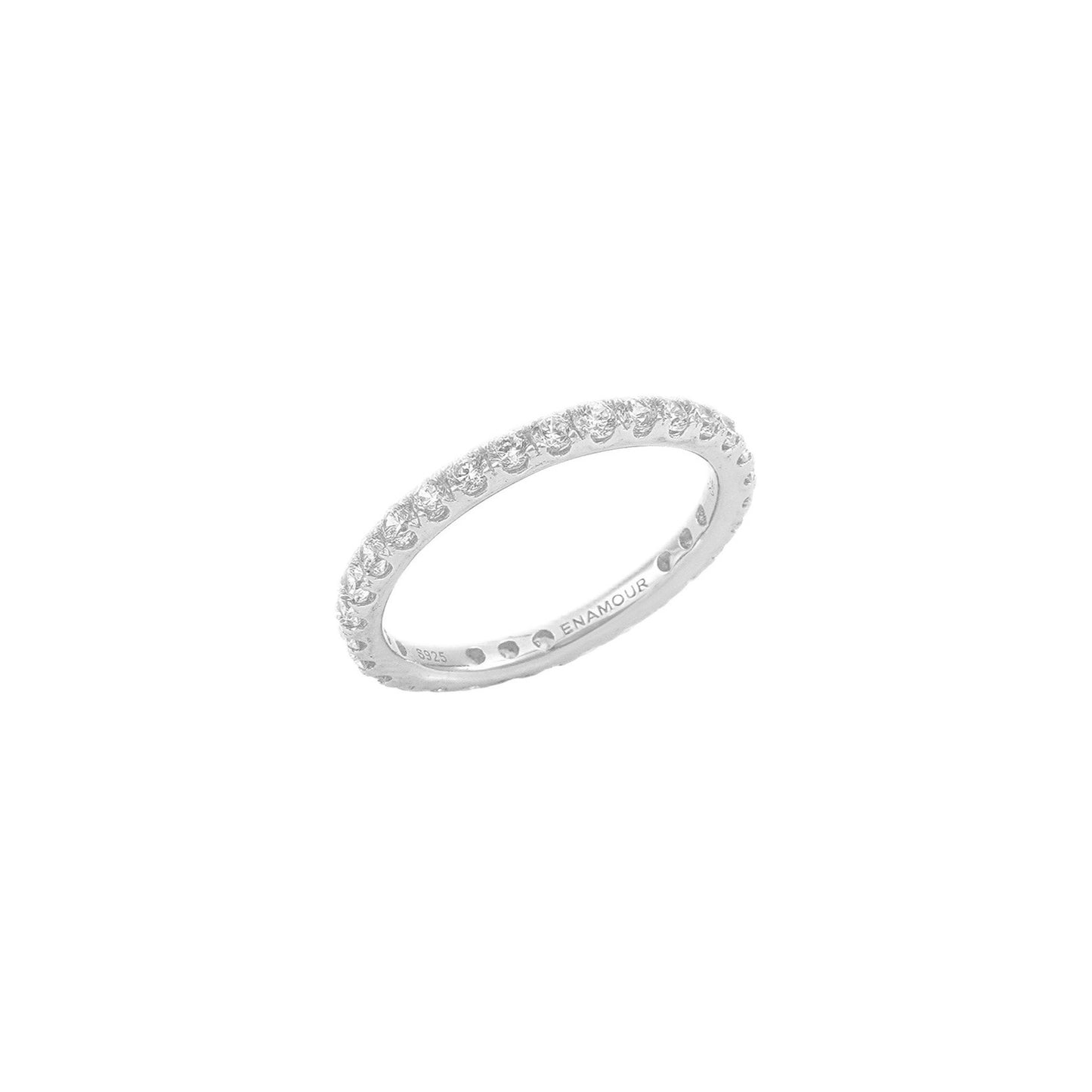 Pave Small Bagel Ring(Silver Pave Eternity Ring)