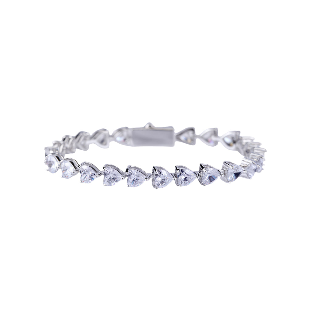HEART CUT WHITE TENNIS BRACELET