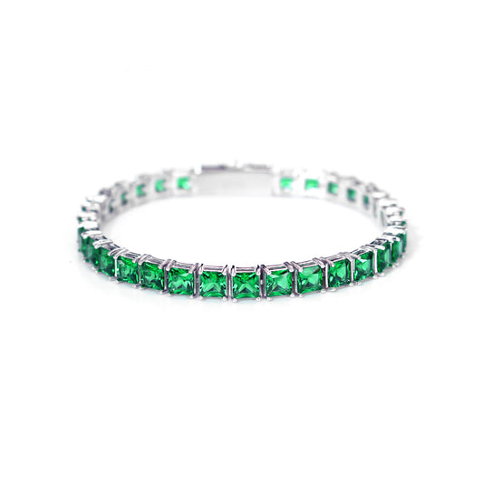 PRINCESS CUT GREEN TENNIS BRACELET