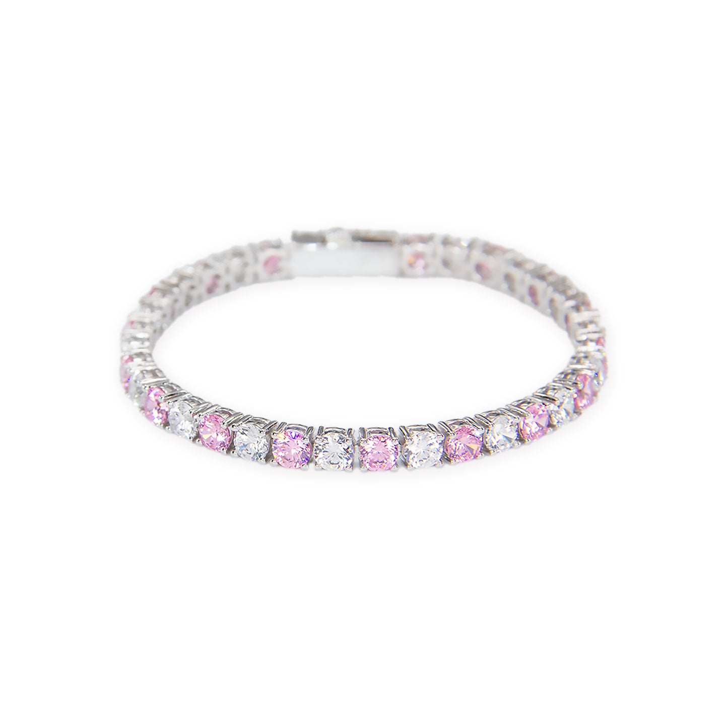 CLASSIC WHITE & BABY PINK TENNIS BRACELET