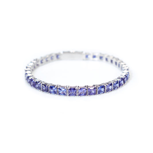 PRINCESS CUT TANZANITE BLUE TENNIS BRACELET