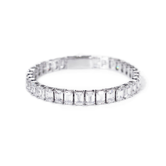 EMERALD CUT WHITE TENNIS BRACELET