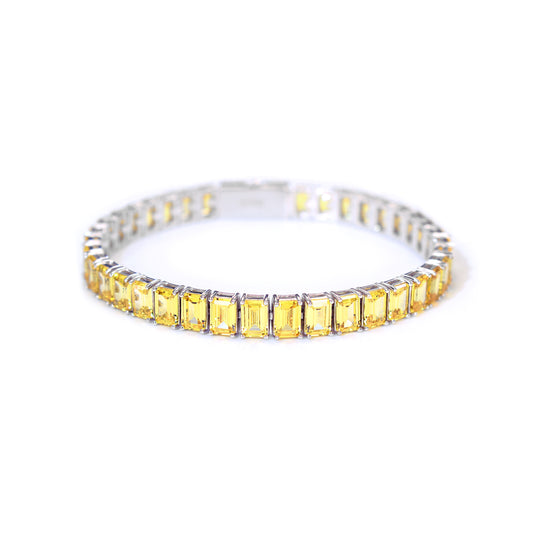 EMERALD CUT YELLOW TENNIS BRACELET