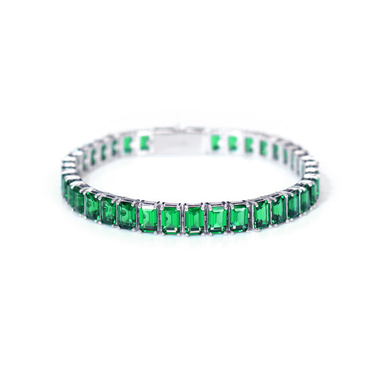 EMERALD CUT GREEN TENNIS BRACELET