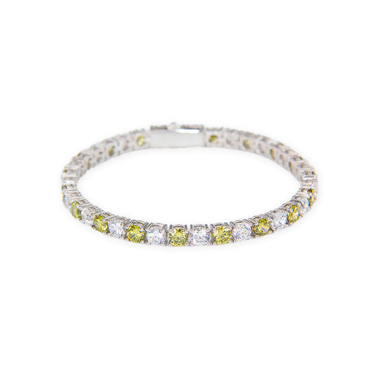 CLASSIC WHITE & OLIVE TENNIS BRACELET