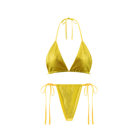 CRYSTAL EMBELLISHED YELLOW BIKINI SET