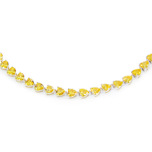 HEART CUT YELLOW TENNIS NECKLACE