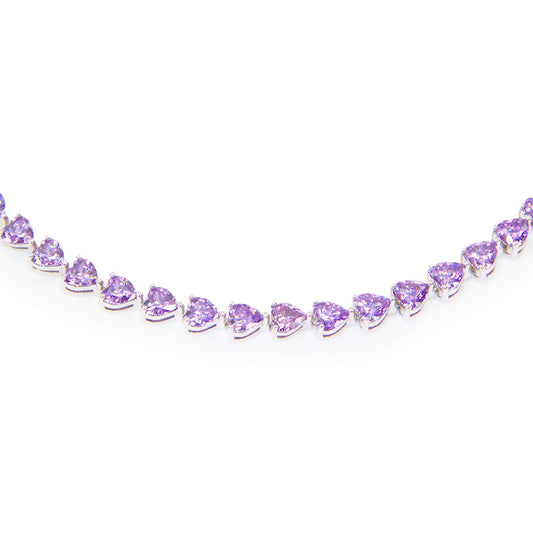 HEART CUT PURPLE TENNIS NECKLACE