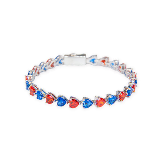 HEART CUT ORANGE & BLUE TENNIS BRACELET