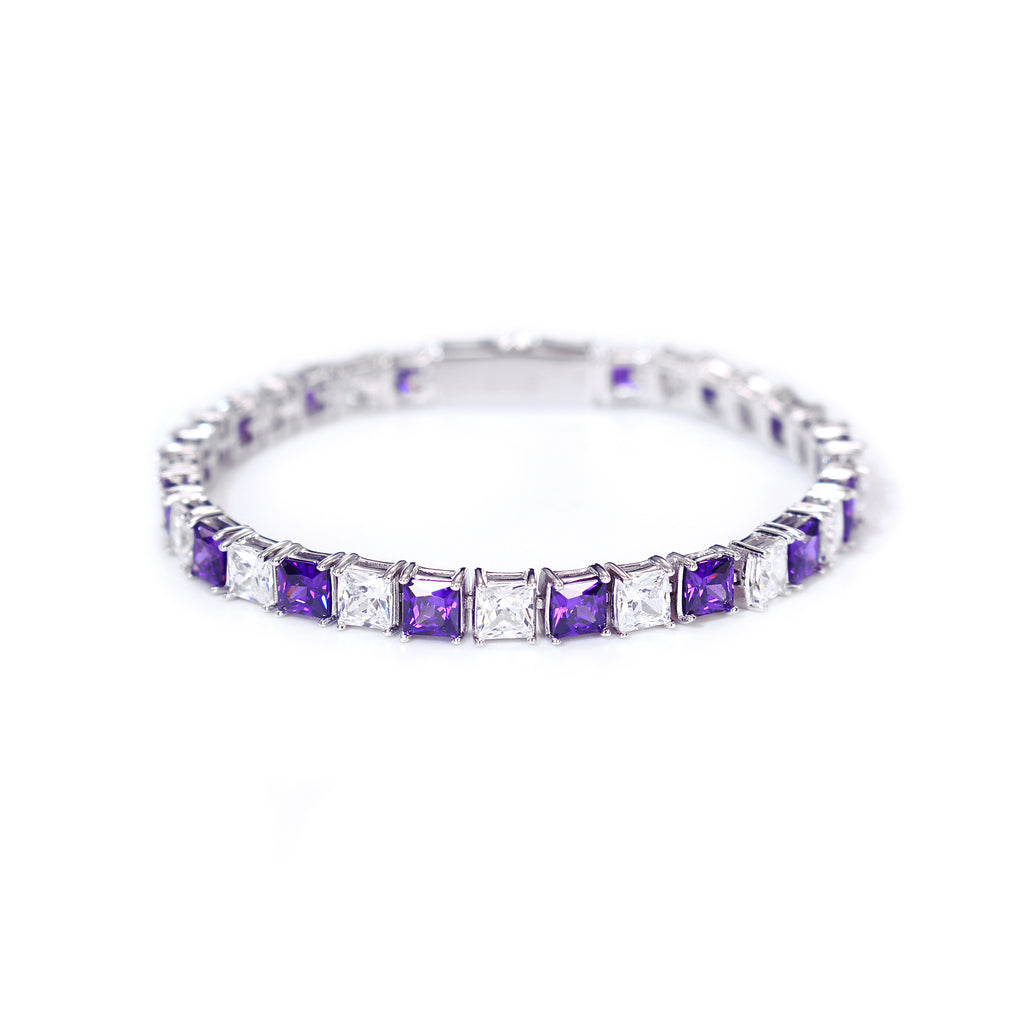 PRINCESS CUT WHITE & INDIGO PURPLE TENNIS BRACELET