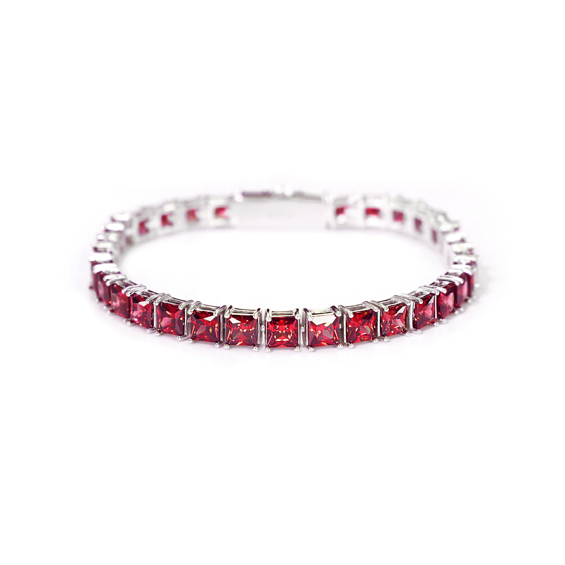 PRINCESS CUT RED TENNIS BRACELET