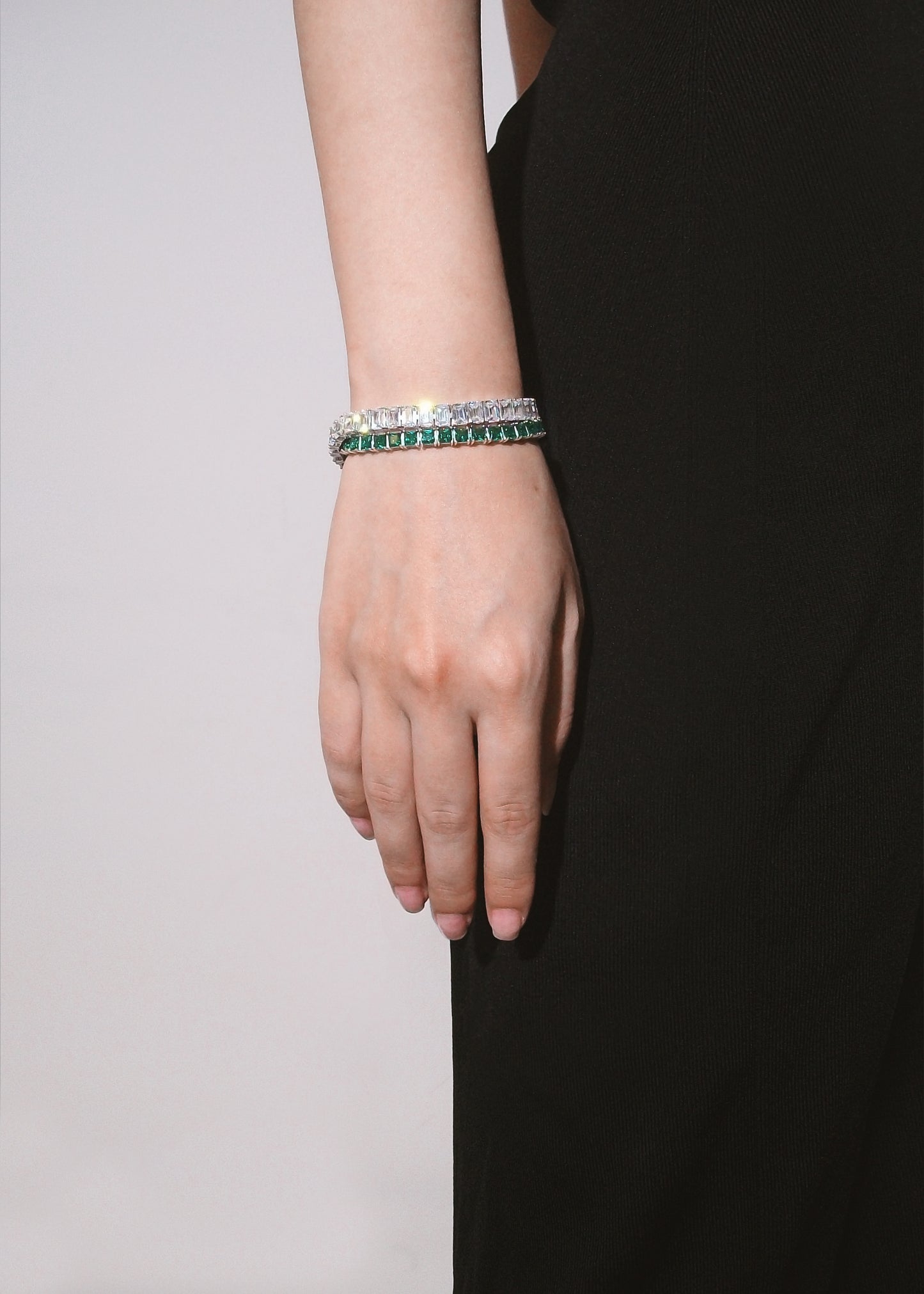 PRINCESS CUT GREEN TENNIS BRACELET