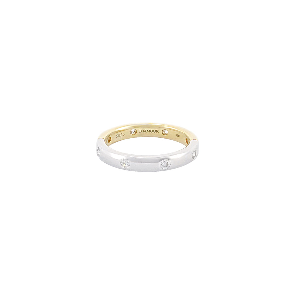 Half Gold Half Silver Gypsy Setting Ring