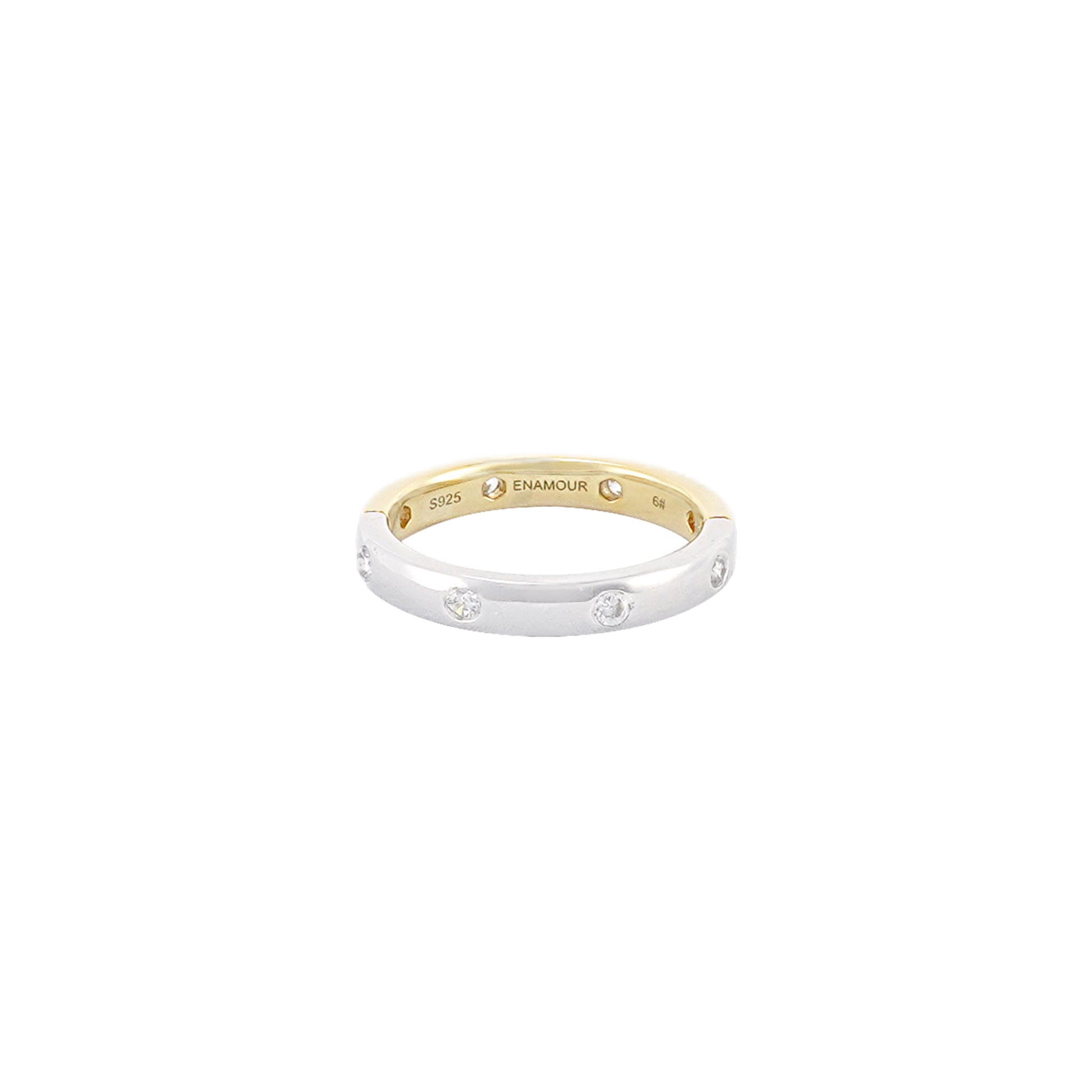 Half Gold Half Silver Gypsy Setting Ring