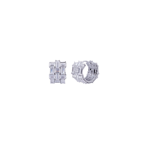 Art Deco Emerald Cut Hoop Earrings