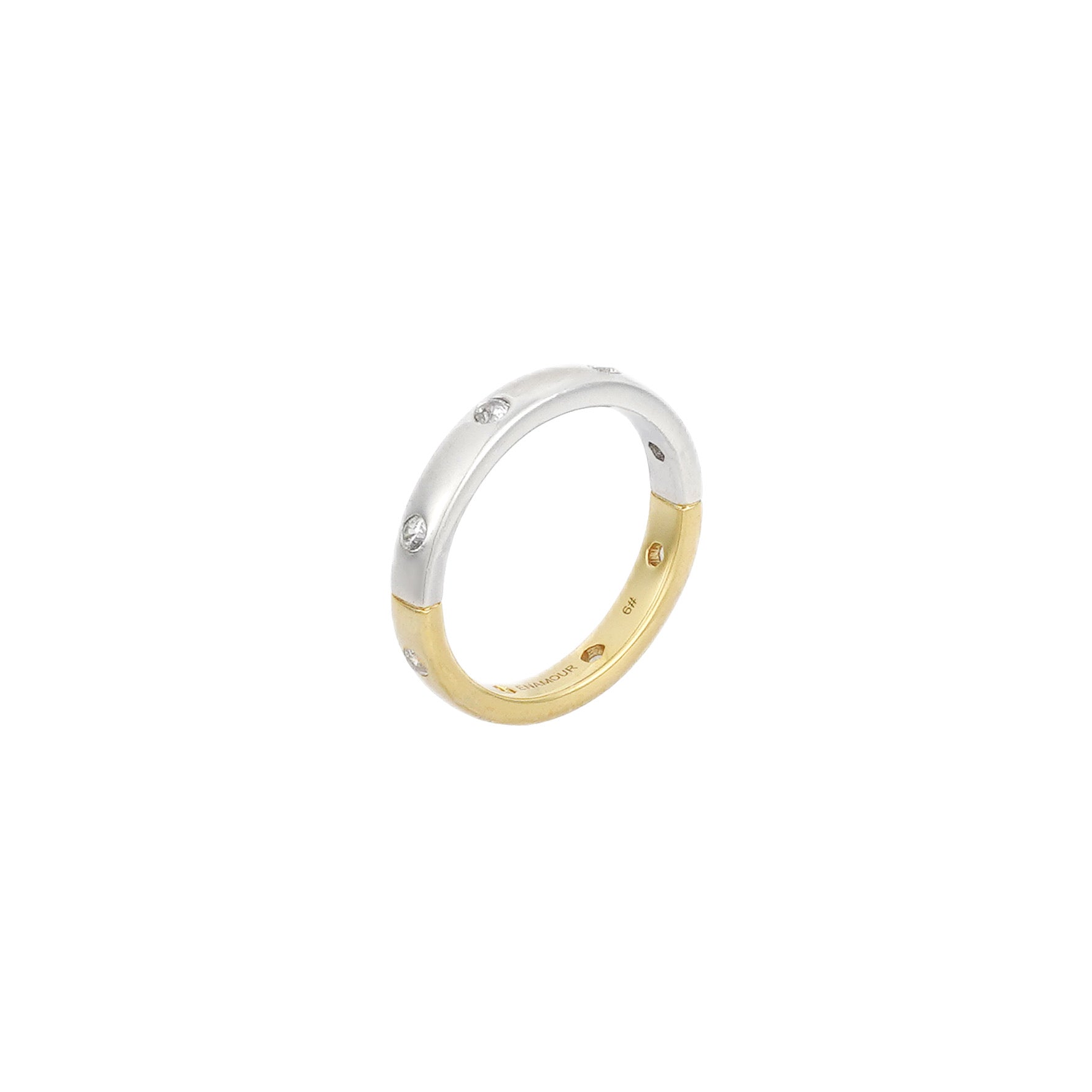 Half Gold Half Silver Gypsy Setting Ring